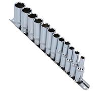 12pc Imperial SAE AF 1/4" - 7/8" Sockets 6 Point On Rail Deep 3/8" dr