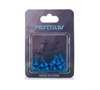 12pc M5x10mm Stainless Steel Disc Brake Screws for ROTOR Brakes Featuring Precision Threads and PVD Coating Finish (Blue)