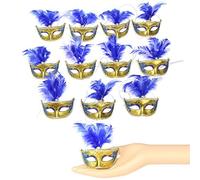 12pc Masquerade Masks Party Decoration Small Masks Mardi Gras Party Favor (Set B-Blue)