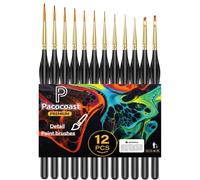 12PC Miniature Brushes for Fine Detailing & Art Painting, Paint Brush Set, Triangular Grip Handles Perfect for Acrylic, Watercolor, Oil, Craft, Models, Warhammer 40k (Black)