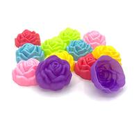 12PC Pack Siam Rose Shape Molds | Assorted Colors Flower Mixed Design Mold for Chocolate Molds Candy Molds Mini Soap Molds Silicone Ice Cube Jelly | Separated Individual Mold