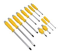 12pc Pozi Slotted Flat Screwdriver Set Magnetic Impacted Tips with Hex Shank