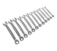 12pc PREMIUM Combination Ratchet Spanner Set - 12 Pt Metric Socket - Hardened