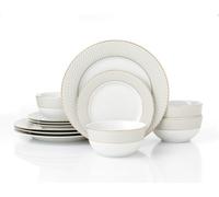 12Pc Premium Diamond & Gold Dinner Set
