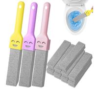 12Pc Pumice Stone for Toilet, Toilet Pumice Cleaning Stone with 3 Handle, Replaceable Toilet Pumice Stone Cleaning, Nature Pumice Sticks for Cleaning Supplies Bathroom Pool Toilet Limescale Remover