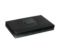 Harbour Housewares 12Pc Glass Placemats & Coasters Set - 40 X 30Cm Black Dining Table Protection Place Mats Cup Drink Coasters