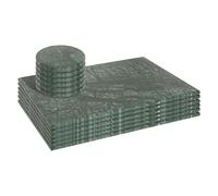 12pc Rectangle Marble Placemats & Round Coasters Set - 30cm x 20cm - Green Argon Tableware Green One Size