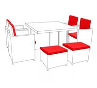 12pc Replacement Cushion Set for 8-Seater Rattan Garden Furniture Dining Cube - Waterproof Comfortable Outdoor Cushions for Patio Garden, & Balcony Furniture Easy to Clean Stylish Design (Red)