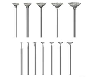 12PC Rotary Tool Bit Set for Stone Carving, Emery Burr Polishing Kits with 2.35mm and 3mm Shank, Compatible with Power Tools for Glass, Gemstones, Tiles, Wood, Plastics