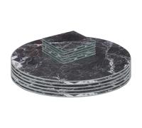 Harbour Housewares Round Glass Placemats & Square Coasters Set - 30cm - Black Marble - 12pc Tempered Heat-Resistant Non-Slip Rectangle Indoor Home Kitchen Dining Table Dinner Plate Place Mat Mats Set