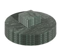 12pc Round Marble Placemats & Square Coasters Set - 30cm - Green Argon Tableware Green One Size