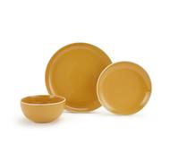 Waterside - 12 Piece Saffron Yellow Stoneware Dinner Set; 4 Dinner Plates, Side Plates & Deep Bowls - Dishwasher & Microwave Safe
