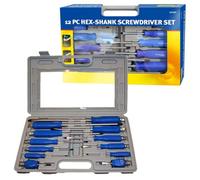 12Pc Screwdriver Set Heavy Duty Mechanics Hex Bolsters With Case Engineers Box