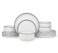 12Pc Stackable Black Rim Dinner Set
