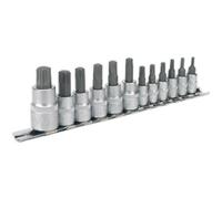 12Pc Trx Star Socket Bit Set - 1/4" 3/8" 1/2" Square Drive - T10 To T60 Torx Kit
