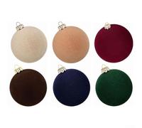 12PC Velvet Christmas Baubles, Flocked Ornament Balls with | Matte Finish, Shatterproof Luxury Tree Decorations for Elegant Home Festive Decor, Tree Trim Set(Pure rice yellow)