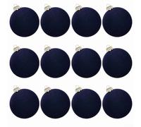 12PC Velvet Christmas Baubles, Flocked Ornament Balls with | Matte Finish, Shatterproof Luxury Tree Decorations for Elegant Home Festive Decor, Tree Trim Set(Pure blue)