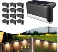 12Pc Waterproof Solar Step Lights For Outdoor Stairs, Deck, Railing & Pathway - Auto Led Garden & Patio Lighting