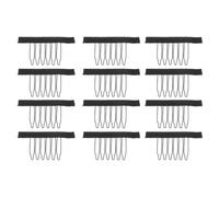 12pc Wig Net Clip 6 Teeth Stainless Steel Black for Ladies | Hairpiece Fastening Accessory, Beauty Salon Use, Sew-on Option for Wig and Cap Fitting