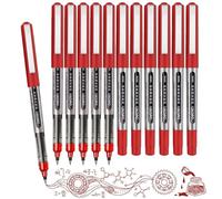 12pcs 0.5mm Red Rollerball Pens Fine Point Red Gel Pen Quick-Drying Ballpoint Pens for Writing Visible Inkwell Handwriting Pens Smooth Ink Rolling Ball Pen for School Home Company Office