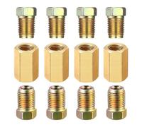 12Pcs 1/4 (7/16-24 Inverted) Brass Brake Line Fittings & Brass Unions
