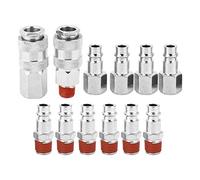 12pcs 1/4 Inch BSP Male Female Air Hose Connector, Pneumatic Quick Release Coupler, Zinc Plated European Style Fitting with Sealing Coating for Compressed Air Systems