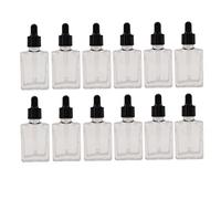 12PCS 1 oz Small Empty Essential Oil Drop Bottle 30ml Square Essence Glass Dropper Bottles Lab Dropping Serum Container (Clear)