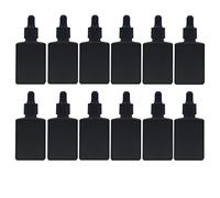 12PCS 1 oz Small Empty Essential Oil Drop Bottle 30ml Square Essence Glass Dropper Bottles Lab Dropping Serum Container (Matte black)