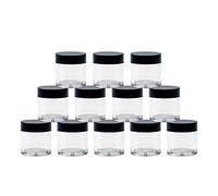 12pcs 10 Gram 10ml Jars, Sample Pots, Mini Jars With Lids, Clear Round Plastic Jar With 1 Mini Spatulas For Various Cosmetic Products, Samples， Eye Shadow Lip Balm, and Nail Powder