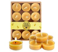 12Pcs 100% Pure Beeswax Tealight Candles, 4 Burn Time Yellow Outdoor Candle
