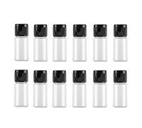 12Pcs 10ml/0.33oz Empty Plastic Sample Bottle Container Jar Pot Vial with Flip Lid Perfect for Emollient Water Shower Gel Emulsion Etc (Black Lid)