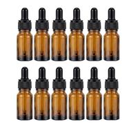 12Pcs 10ml(0.34oz) Amber Glass Dropper Bottles, Leakproof Refillable Empty Pipette Bottles with Black Cap for Essential Oils, Perfume, Aromatherapy and DIY Liquids