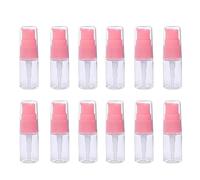 12Pcs 10ml 0.34oz Clear Lotion Pump Bottles Refillable Cosmetic Containers with Pink Press Head for Emulsion Body Wash Shampoo Travel Toiletries