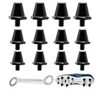 12pcs 11/13 mm M5 Football Studs, Rugby Studs Replacement with Stud Wrench, Aluminium Metal Rugby Boot Stud for Boy Men Adults Rugbys Training, Easy Installation Metal Spikes for Sports Boots Nail
