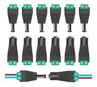12PCS 12V 2.1 X 5.5MM Male Female DC Power Connector, DC Jack Power Connector Adapter Plug Screw Terminal Adapter Socket Plug for CCTV Security Camera LED Light Strips for Stable Power Transmission