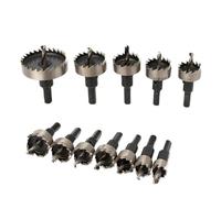 12pcs! 15-50mm HSS Drill Bit Set Holesaw Hole Saw Cutter Drilling Kit Hand Tool for Wood Stainless Steel Metal Alloy Cutting(HZ-16-53 13PCS)