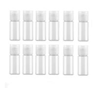 12PCS 15ml/0.5oz Empty Clear Plastic Sample Bottle Travel Container Jar Pot Vial with Flip Lid Perfect for Makeup Emollient Water Shower Gel Emulsion Liquid Comestic Containers (15ml/0.5oz)