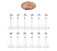 12Pcs 16G Clear Stud Earrings Nose Stud for Work Women and Men Set, Bioflex Plastic Medusa Clear Cartilage Piercing Retainer Flat Top Size 2mm for Sports Surgery Helix Tragus Lip Nose New Perforation