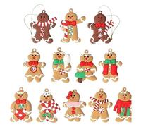 12pcs/1set Christmas Gingerbread Man Ornaments For Christmas Tree Decorations Tree Party Decorations, Christmas Decorations