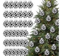 12PCS 2.36 Inch Cowhide Printed Christmas Balls Ornaments, Western Cow Christmas Tree Ball Decorations Set, Country Farmhouse Holiday Xmas Cow Baubles for Tree Fireplace Home Decor