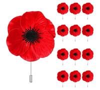12Pcs 2.6in Poppy Pins Remembrance Day Poppy Pin,PU Red Poppy Brooch Lapel Pin Remember Memorial Day Poppy Flower Brooch Pin Lest We Forget on Veterans Day Memorial Day Remembrance Day
