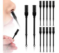12pcs 2 in 1 Nasal Hair Cutter, 360 Rotating Nose Hair Trimmer for Men Women Double Sided Nose Hair Cleaner with Ear Picker Portable Manual Nostril Hair Removal Tool (Black)