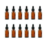 12Pcs 20ml Amber Glass Bottles with Eyed Dropper and Black Caps Empty Refillable Essential Oil Dropper Bottle Vials Container