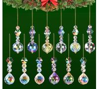 12PCS 22mm Rainbow Prism Crystal Glass Balls, Christmas Tree Crystal Balls Ornaments for Xmas Christmas Themed Wedding Party Home Decor