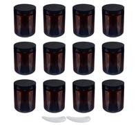 12Pcs 240ml Amber Glass Jars, Empty Cosmetic Jars with Lids, Empty Glass Pots Face Cream Lotion Storage Jar for Make Up, Sample, Travel Use