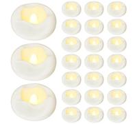 12pcs/ 24pcs Battery Operated Flameless LED Tea Lights Candles Realistic and Bright Flickering Electric Fake Tealight, Waterproof Warm White LED Floating Candle for Home Decor, Wedding, Bathtub(24pcs)