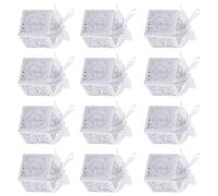 12pcs/24pcs Decorative Candy Boxes With Ribbon White Love Heart Chocolate Boxes Elegant Wedding Party Decorations Elegant Wedding Decoration