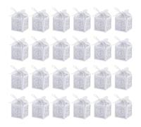 12pcs/24pcs White Love Heart Gifts Boxes For Bridal Showers Hollow Out Candy Box With Ribbon Party Supplies