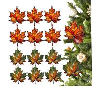12PCS 2D Flat Stained Glass Window Hanging Maple Leaf Fall Suncatchers 3.2 inch Acrylic Sun Catchers Indoor Window for Winter Thanksgiving Autumn
