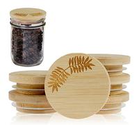 12Pcs 2in Bamboo Lids for Glass Jar Reusable Wood Mason Jar Lid with Silicone Sealing Rings Leak-Proof Container Cover Airtight Drinking Can Lids for Yogurt Jar Can